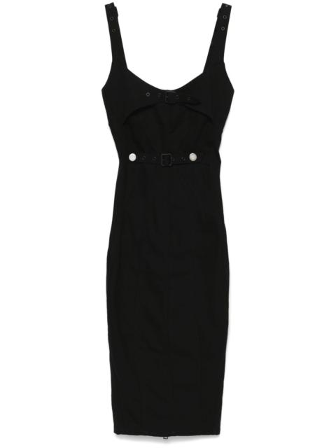 MUGLER panelled denim midi dress