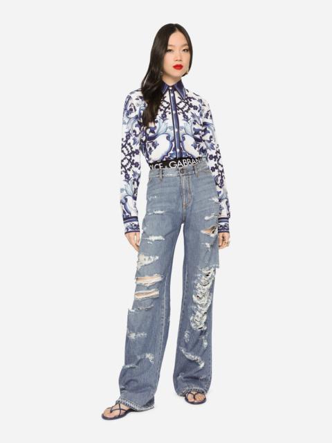 Dolce & Gabbana Flared jeans with ripped details
