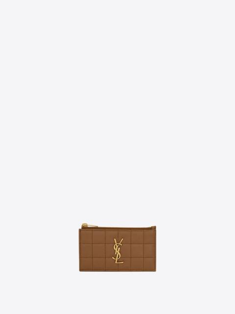 SAINT LAURENT cassandre matelassé carré zipped card case in lambskin