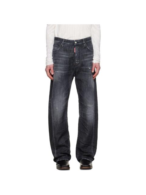 DSQUARED2 Black Loose Twisted Jeans