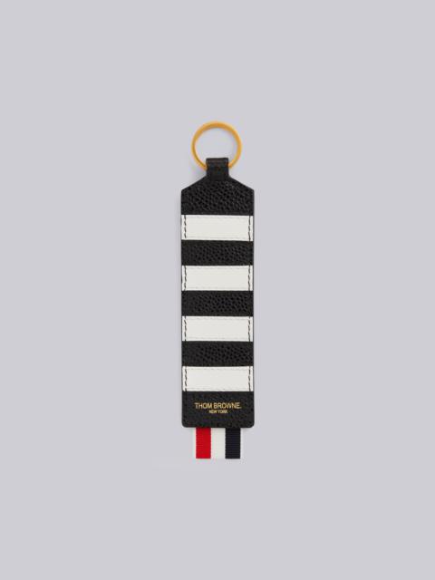 Thom Browne Black Pebbled 4-Bar Stripe Key Holder