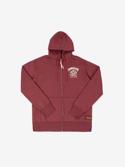 Iron Heart IHSW-58-BUR Printed 14oz Ultra Heavyweight Loopwheel Cotton Zippered Hoodie - Burgundy