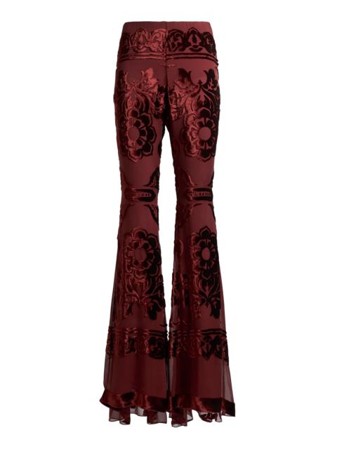 Etro Devoré Chiffon Flared Pants dark grey