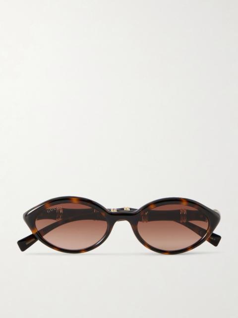 GUCCI Bamboo round-frame acetate sunglasses Tortoiseshell