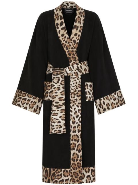 Dolce & Gabbana leopard print-trim bathrobe