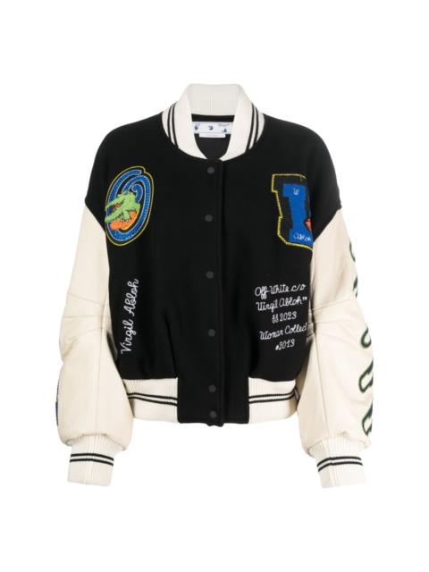 Off-White Embroidered Patches Varsity Jacket