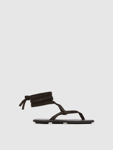 ST. AGNI Suede Tie Up Sandal - Coffee