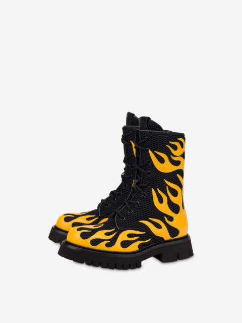 Moschino FLAMES MESH COMBAT BOOTS