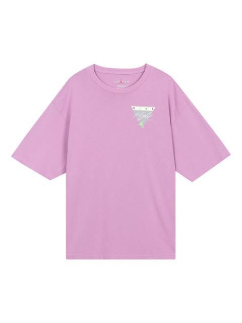 Jordan Air Jordan Flight Essentials Washed Basketball Sports Printing Round Neck Short Sleeve Purple CZ8064