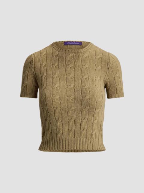 Ralph Lauren Women's Lofty Cashmere Short-Sleeve Cable-Knit Sweater - Honey