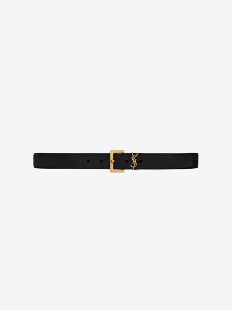 SAINT LAURENT monogramme belt with square buckle in suede