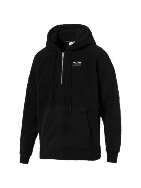 PUMA logo-patch fleece hoodie