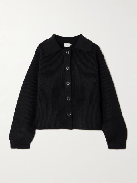 DEIJI STUDIOS Stud recycled ribbed-knit cardigan Black