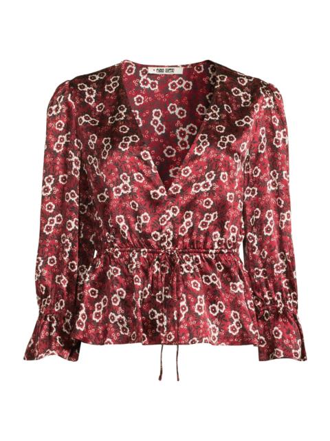 CIAO LUCIA! Women's Renata Floral Silk Charmeuse Top - Ruby