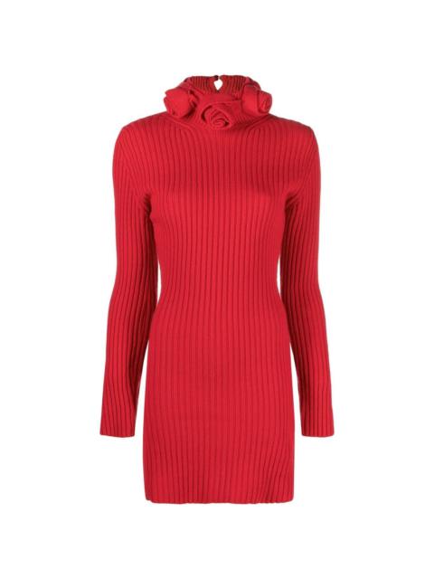 roll-neck wool mini dress