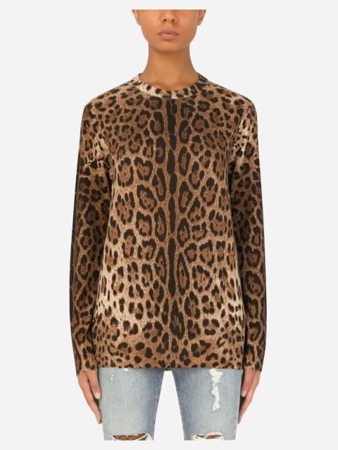 Leopard-print cashmere sweater