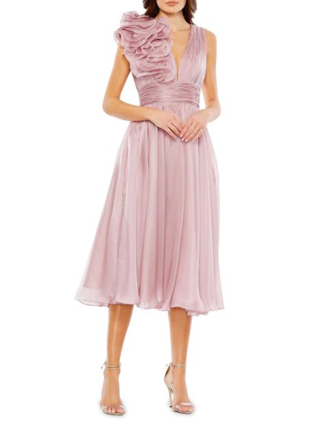 MAC DUGGAL Women's Chiffon Sleeveless Fit & Flare Midi-Dress - Rose