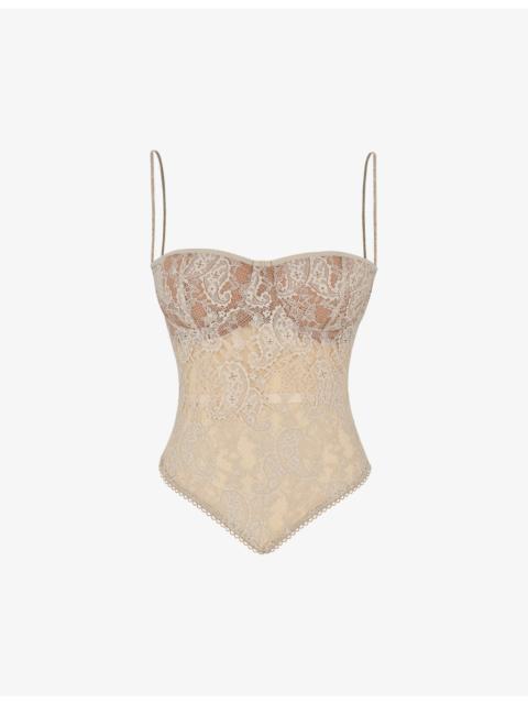 House of CB Fernanda handkerchief-hem lace top