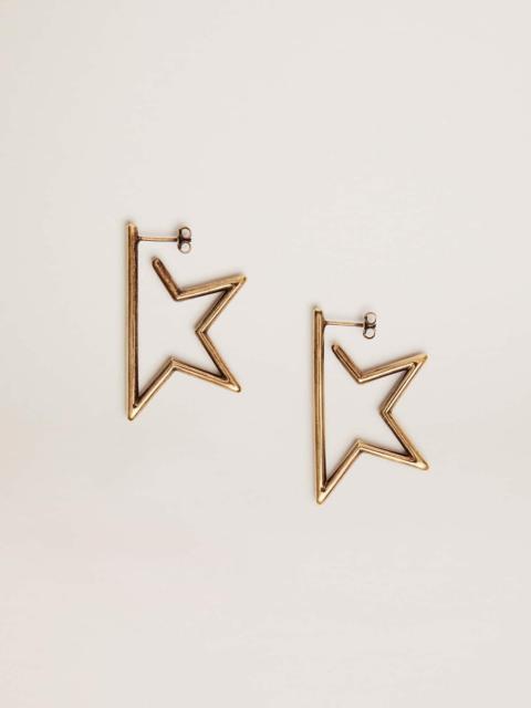 Golden Goose Women's Star antique gold color pendant earrings