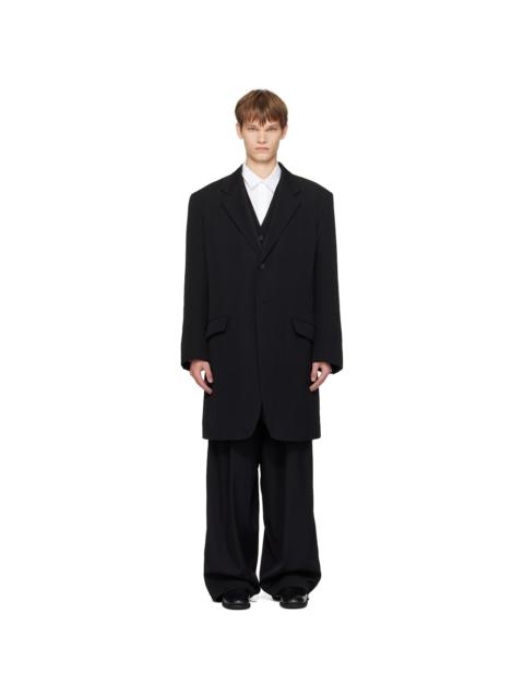 Yohji Yamamoto Black Wool Gabardine Reversible Nylon Liner & Blazer Set
