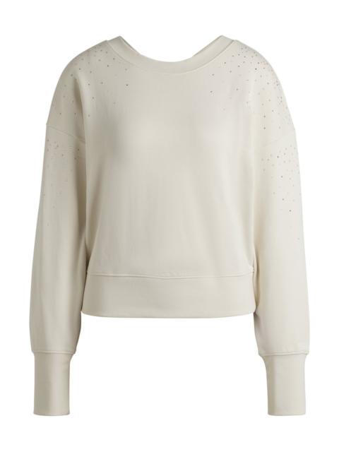 BOSS EMBELLISHED SWEATSHIRT IN COTTON TERRY WITH RIBBED TRIMS