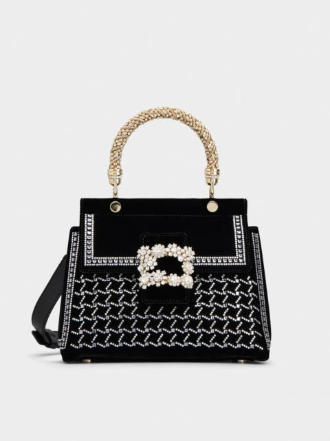 Roger Vivier Viv' Cabas Hotfix Vichy Jewel Flower Strass Buckle Mini Bag in Velvet