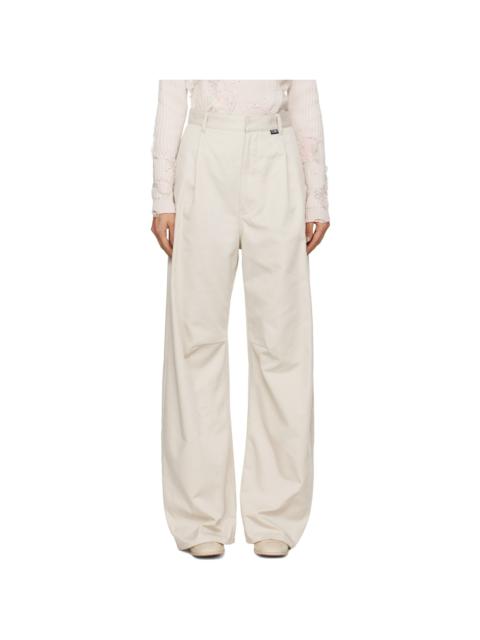 MM6 Maison Margiela Beige Wide Leg Twill Trousers