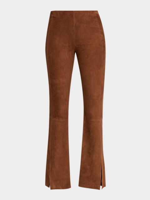 Theory Suede Slit Flare Pants
