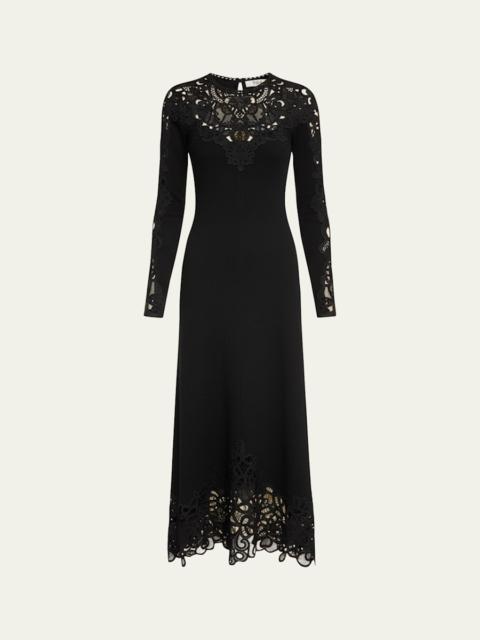 Sea Adelina Battenberg Lace Merino Wool Midi Dress