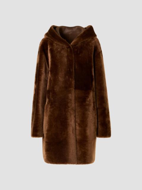 AKRIS Women's Hooded Shearling Oversized Coat - Caramel