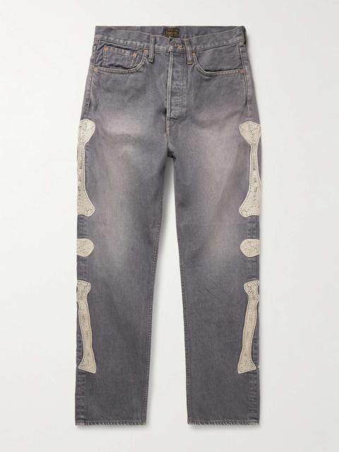 Slim-Fit Embroidered Denim Jeans