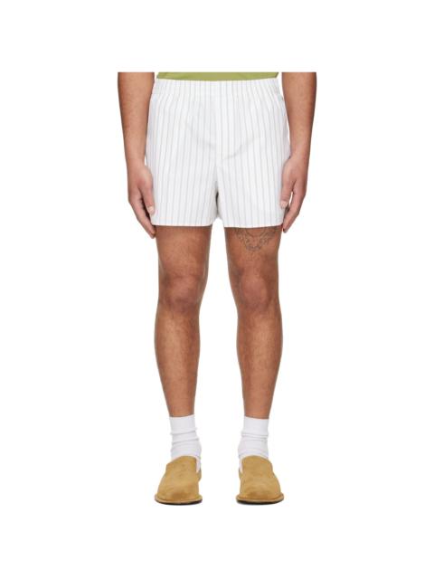 AMI Paris Off-White & Green Cotton Elasticated Shorts