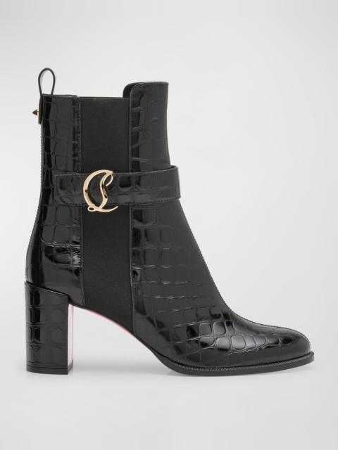 Christian Louboutin Croco Chelsea Red Sole Booties