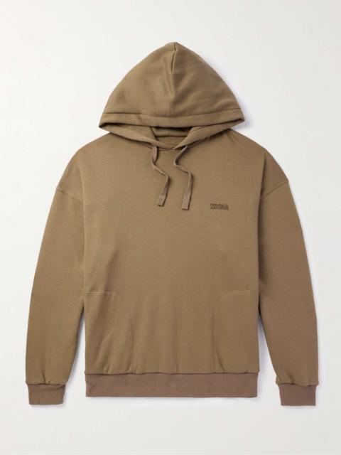 ZEGNA Logo-Embroidered Cotton-Blend Jersey Hoodie