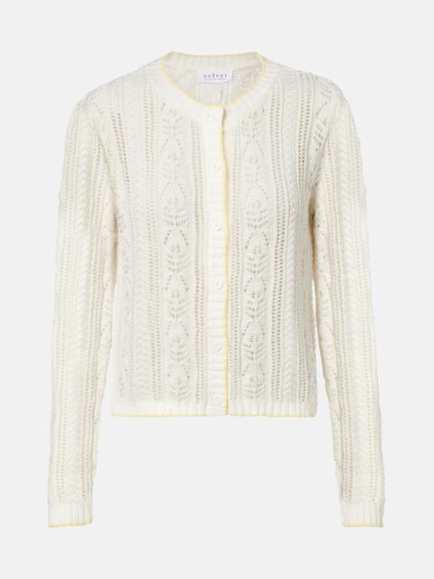 velvet Daisy pointelle cotton-blend cardigan