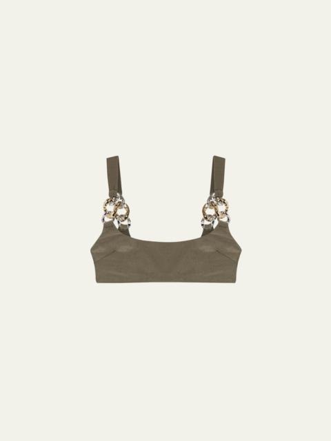 SIMKHAI Wild Chain Scoop-Neck Bikini Top