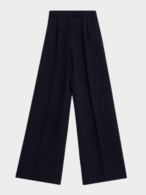 Max Mara Secolo Pleated Wide-Leg Seersucker Pants