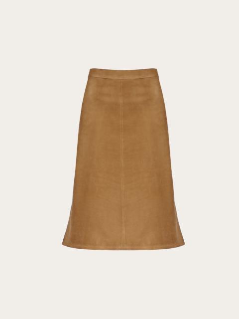 A-line midi suede skirt