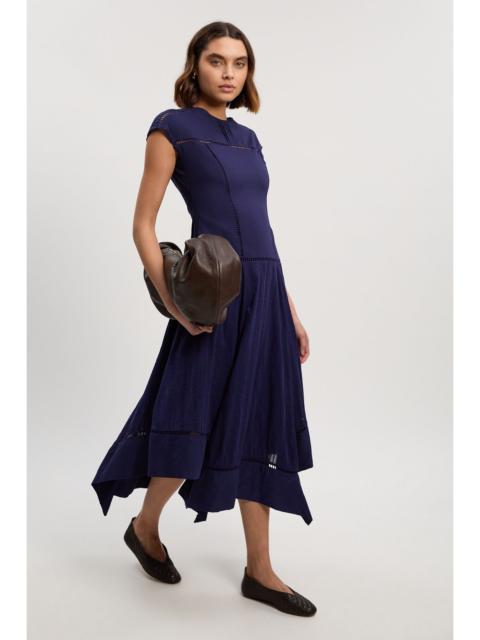 KAREN MILLEN Cotton With Lace Trim Insert Hanky Hem Woven Midi Dress