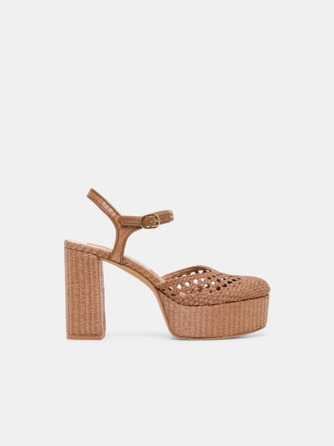 dolce vita GERO HEELS MID BROWN WOVEN RAFFIA