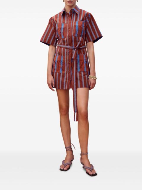 ALÉMAIS Noura striped-fringe mini dress