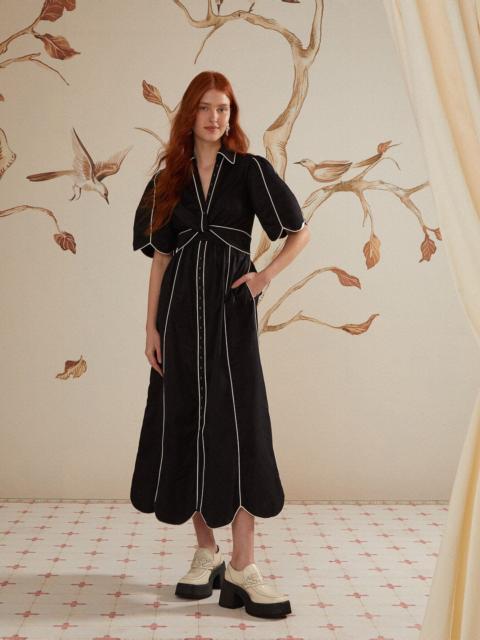 FARM RIO Black And White Short Sleeve Midi Dress