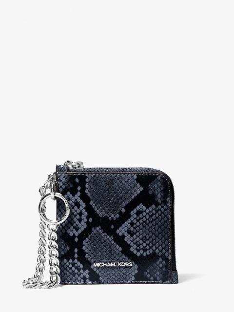 MICHAEL KORS Jet Set Travel Medium Snake Embossed Chain Wallet