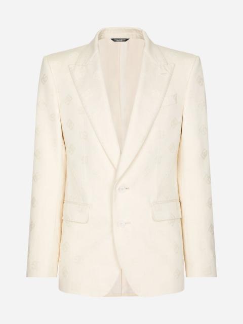 Dolce & Gabbana Single-breasted cotton Sicilia-fit jacket with jacquard DG details
