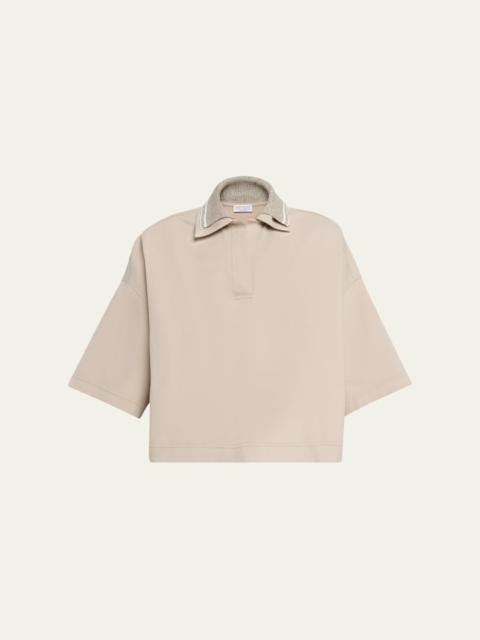 Brunello Cucinelli Techno Couture Fleece Polo Shirt With Double Knit Collar