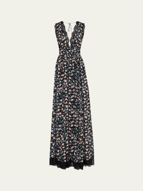 ULLA JOHNSON Marguerite V-Neck Silk Lace Gown