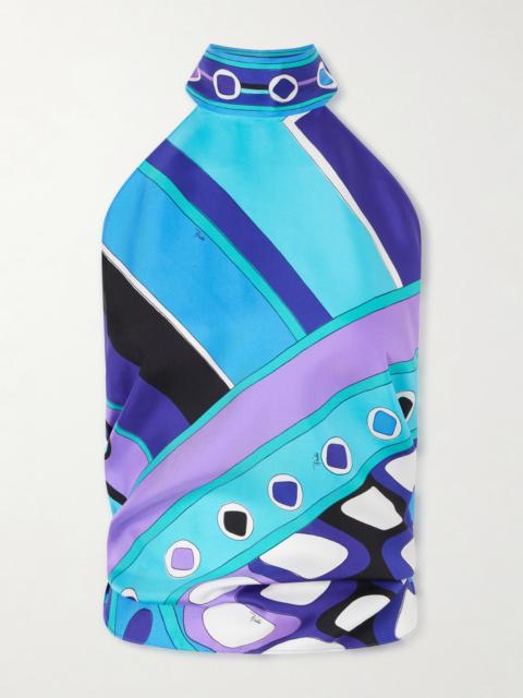 PUCCI Printed Silk-twill Halterneck Top