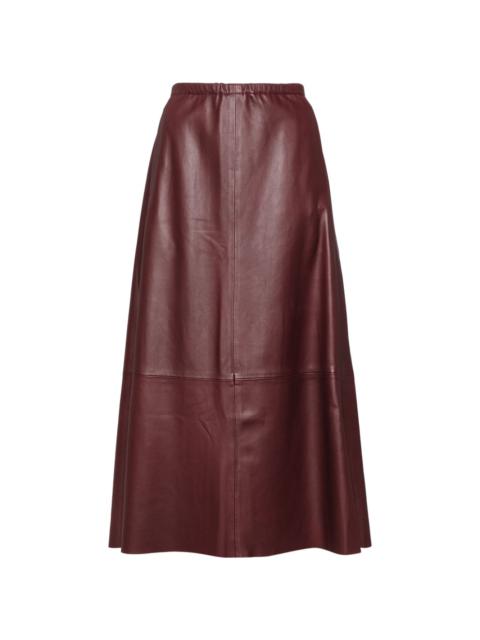 gathered leather skirt