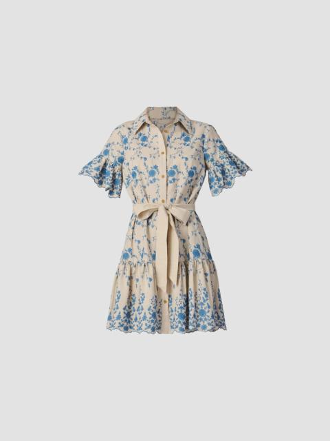 Shoshanna Women's Lima Floral Cotton-Blend Minidress - Flax Powder Blue