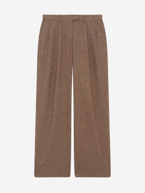 The Kooples CAMEL HOUNDSTOOTH WIDE-LEG TAILORED PANTS